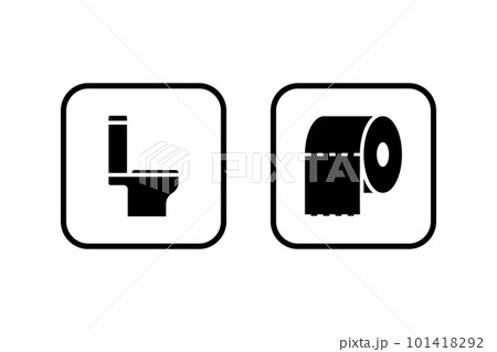 Compact toilet seat pot bowl icon vector illustration. Toilet Paper sign symbol silhouette pictogram in frame 101418292