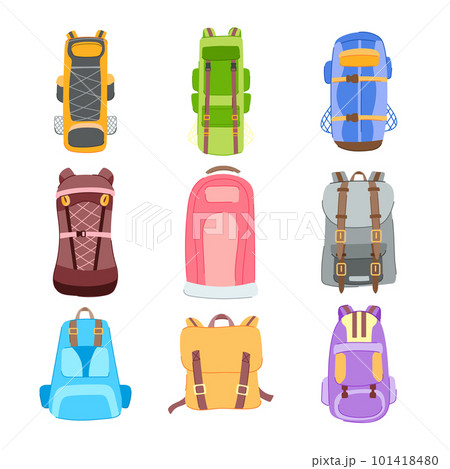 backpack camp set cartoon vector illustration 101418480