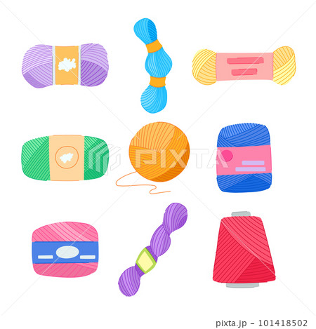 yarn wool set cartoon vector illustration 101418502