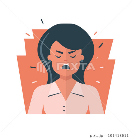 Angry woman face. Vector flat character, negative emotions concept. Angry woman face. Vector flat character, negative emotions concept. 101418611