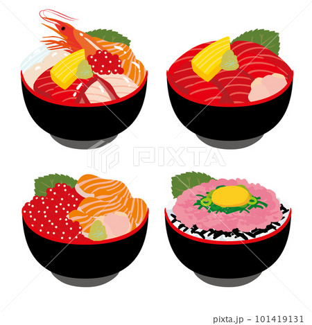 美味しそうな海鮮丼のイラストセット 101419131