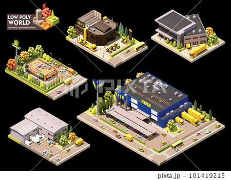 Vector isometric city commercial area elements 101419215