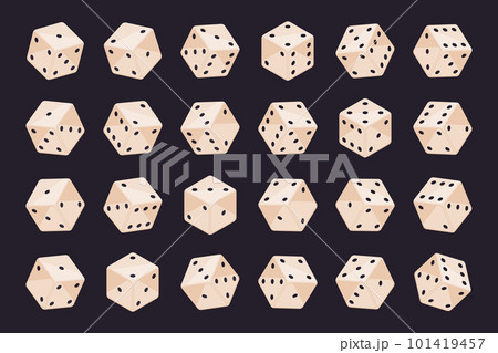 Isometric casino dice. Gambling cube pieces, backgammon dice. Board games and poker dice 3d vector illustration set 101419457