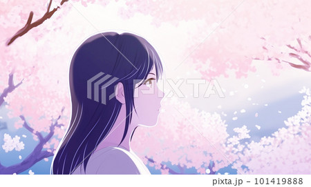 女性　桜が満開の季節 101419888