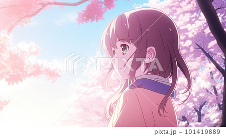 女性　桜が満開の季節 101419889