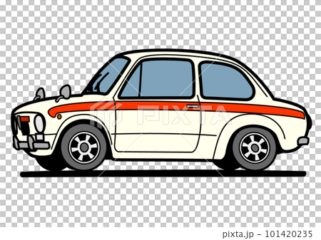 Historic Italian compact sports white car illustration 101420235