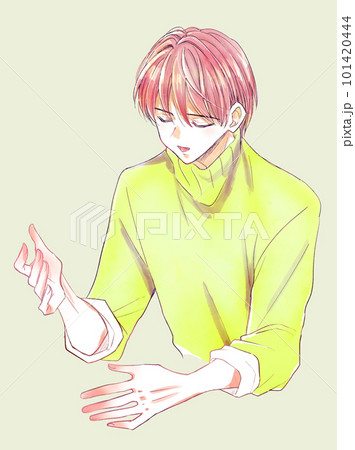 身振り手振りで話す男性 上半身 身振り手振りで話す男性 上半身 101420444