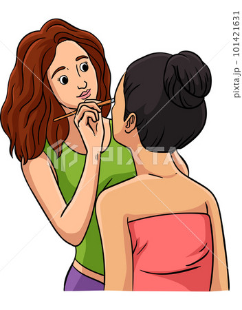 Makeup Artist Cartoon Colored Clipart Illustration 101421631