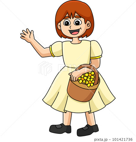 Wedding Flower Girl Cartoon Colored Clipart  101421736
