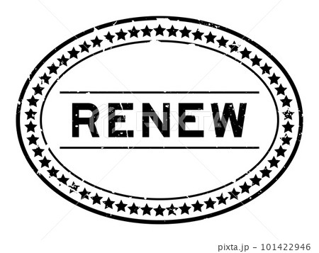 Grunge black renew word oval rubber seal stamp on white background Grunge black renew word oval rubber seal stamp on white background 101422946
