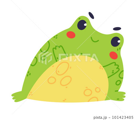 Cute Fat Green Frog or Toad Character Stretching Vector Illustration Cute Fat Green Frog or Toad Character Stretching Vector Illustration 101423405