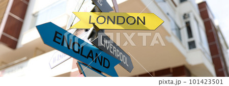 Tourist signs of cities and countries with directions Tourist signs of cities and countries with directions 101423501
