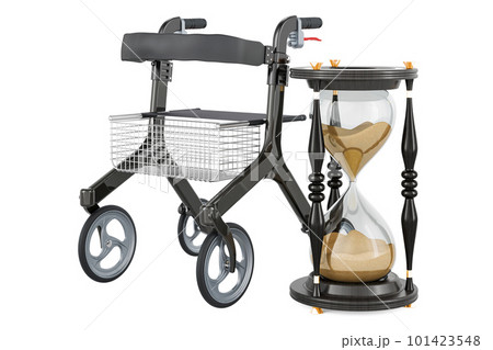 Rollator for elderly with sand hourglass, 3D rendering 101423548