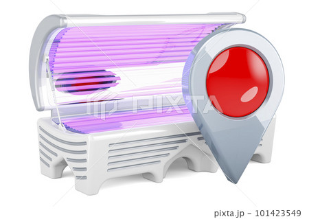 Tanning Bed with map pointer, 3D rendering Tanning Bed with map pointer, 3D rendering 101423549