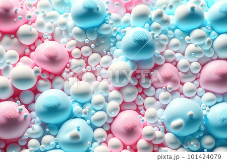 Abstract foam clouds with splashing forms and drops. Colorful foam cloud background. Generated AI. Abstract foam clouds with splashing forms and drops. Colorful foam cloud background. Generated AI. 101424079