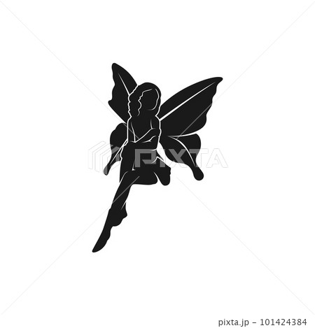 cute little fairy elf nymph pixie silhouette vector design	 101424384
