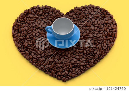 Ceramic coffee cup with coffee beans for americano, espresso, mocha, latte 101424760