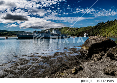 Ship Graveyard At The Atlantic Coast Of Finistere Village Landevennec In Nature Park Amorique In Brittany, France Ship Graveyard At The Atlantic Coast Of Finistere Village Landevennec In Nature Park Amorique In Brittany, France 101424969