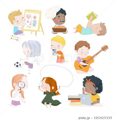 Happy Cartoon Kids engaged in Different Activities 101425335