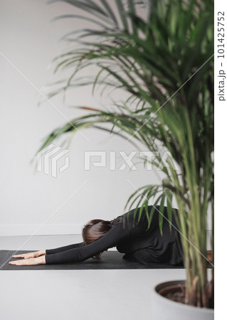 yoga and meditation, young woman doing sports and fitness in gym, mental and spiritual health yoga and meditation, young woman doing sports and fitness in gym, mental and spiritual health 101425752