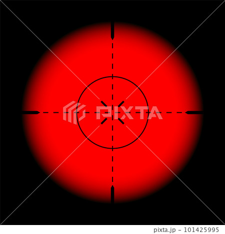 Various weapon thermal infrared sight, sniper rifle optical scope. Hunting gun viewfinder with crosshair. Aim, shooting mark symbol. Military target sign. Game UI element. Vector illustration Various weapon thermal infrared sight, sniper rifle optical scope. Hunting gun viewfinder with crosshair. Aim, shooting mark symbol. Military target sign. Game UI element. Vector illustration 101425995