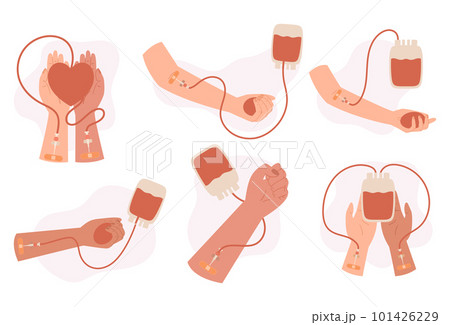 Collection Of Hands From Blood Donors, Symbolizing Unity And Solidarity In Saving Lives. Image Promote Blood Transfusion 101426229