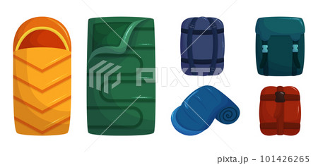 Collection Of Cozy Sleeping Bags In Assorted Colors And Designs, Perfect For Outdoor Adventures And Camping 101426265