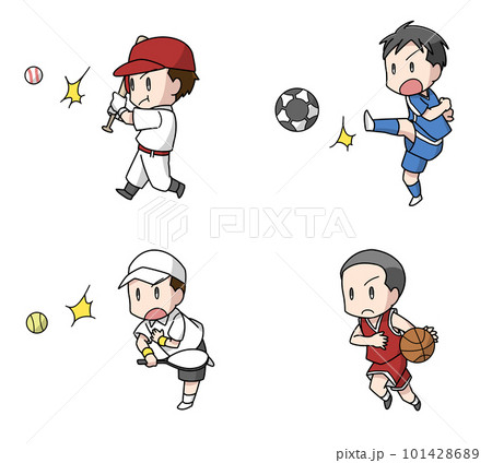 スポーツをする男性4パターン スポーツをする男性4パターン 101428689