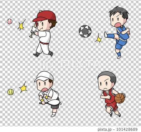 スポーツをする男性4パターン スポーツをする男性4パターン 101428689