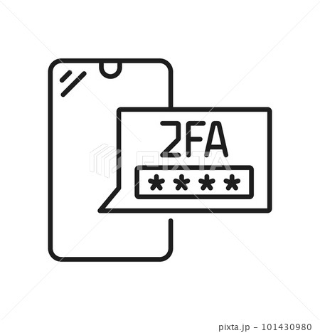 2FA verification, two factor authentication icon of secure access password, vector line symbol. 2FA authentication via mobile phone sms for user 2 factor identification and account safety login 2FA verification, two factor authentication icon of secure access password, vector line symbol. 2FA authentication via mobile phone sms for user 2 factor identification and account safety login 101430980