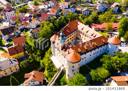 Aerial cityscape of Idrija 101431869