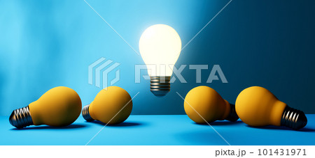 One out unique idea light bulb - 3D 101431971