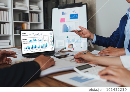 Business team discuss and research and making project strategy, finance, analysis, teamwork, plan, meeting concept Business team discuss and research and making project strategy, finance, analysis, teamwork, plan, meeting concept 101432259