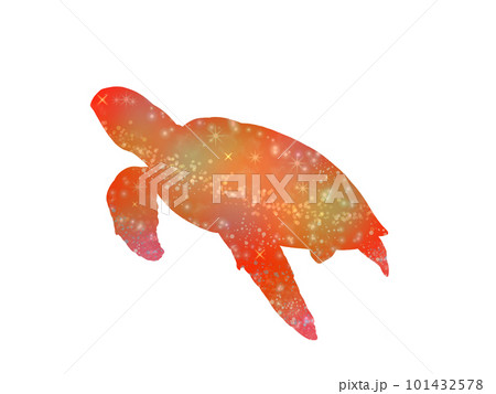 カラフルなウミガメのシルエット 101432578