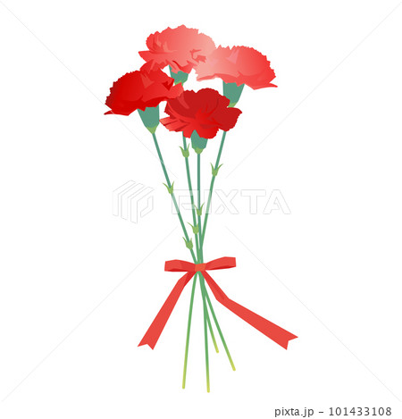4本の赤いカーネーション(リボン付き) 4本の赤いカーネーション(リボン付き) 101433108