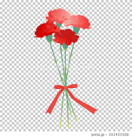 4本の赤いカーネーション(リボン付き) 4本の赤いカーネーション(リボン付き) 101433108