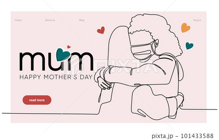 Happy Mother's Day handwritten lettering. Continuous line drawing text design. Vector illustration. Vector illustration Happy Mother's Day handwritten lettering. Continuous line drawing text design. Vector illustration. Vector illustration 101433588