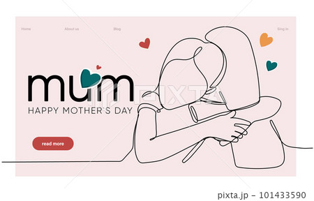 Happy Mother's Day handwritten lettering. Continuous line drawing text design. Vector illustration. Vector illustration Happy Mother's Day handwritten lettering. Continuous line drawing text design. Vector illustration. Vector illustration 101433590