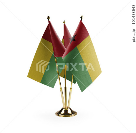 Small national flags of the Guinea Bissau on a white background 101433643
