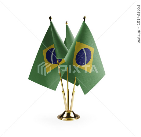 Small national flags of the Brazil on a white background 101433653