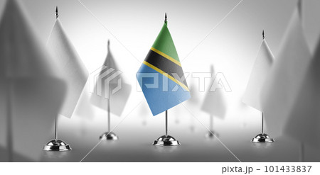 The national flag of the Tanzania surrounded by white flags 101433837