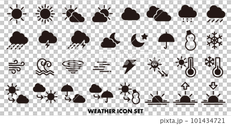 シンプルな天気アイコンセット(モノクロ) シンプルな天気アイコンセット(モノクロ) 101434721