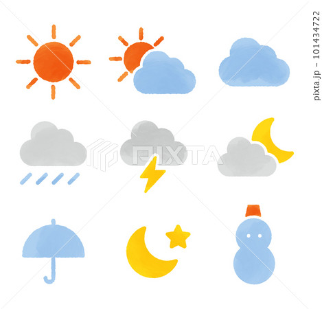 手描き風天気アイコンセット 手描き風天気アイコンセット 101434722
