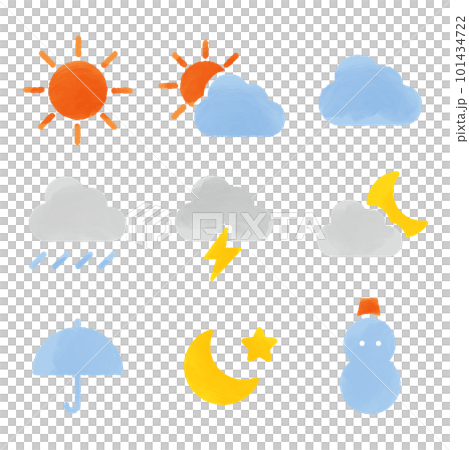 手描き風天気アイコンセット 手描き風天気アイコンセット 101434722