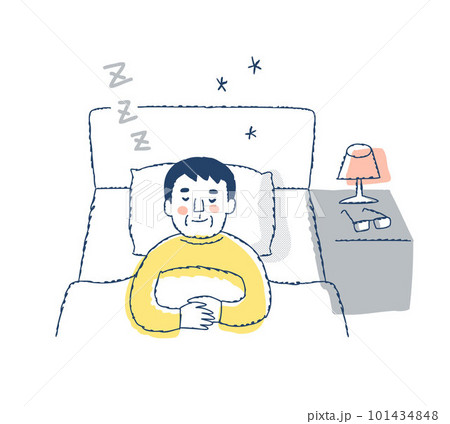 ベッドで眠るシニア男性 101434848