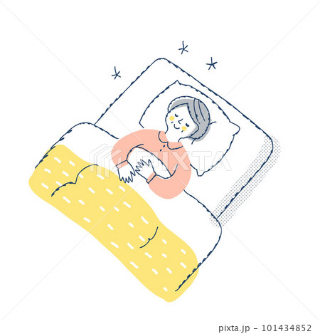 布団で眠るシニア女性 101434852