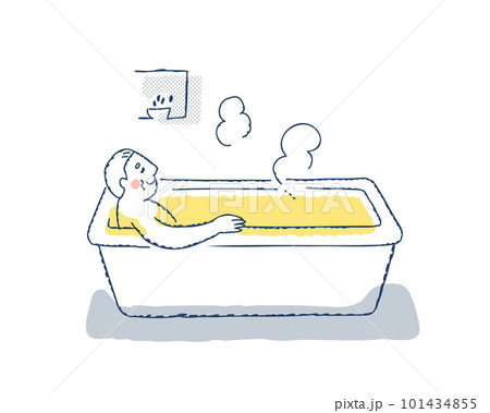 お風呂でリラックスしているシニア男性 お風呂でリラックスしているシニア男性 101434855