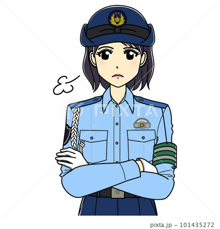 腕組みする夏服の女性警察官（上半身） 101435272