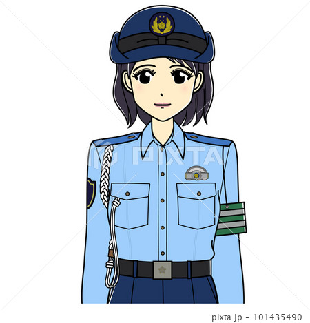微笑んでいる夏服の女性警察官（上半身） 101435490
