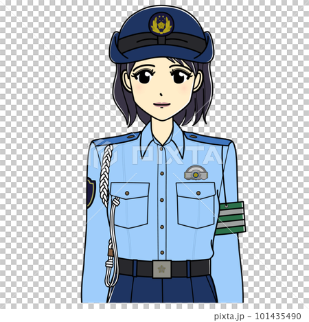 微笑んでいる夏服の女性警察官（上半身） 101435490